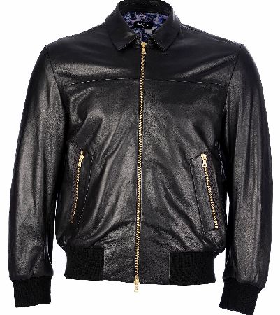 Paul Smith Black Leather Bomber Jacket