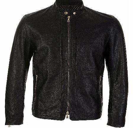 Paul Smith Leather Biker Jacket Black