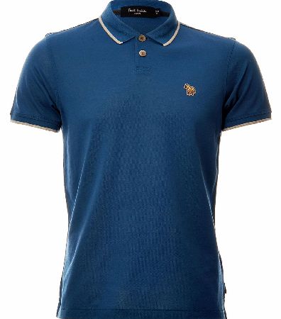 Paul Smith Stripe Collar Polo Blue