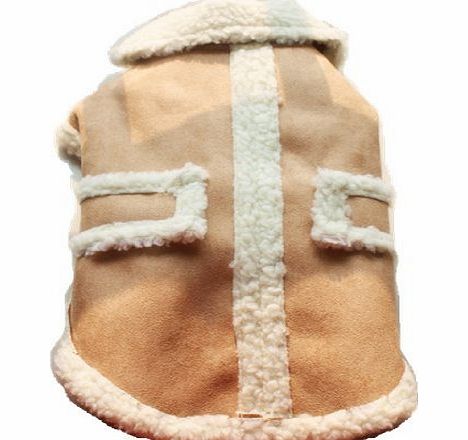 Pawz Road Fashion Pet Suede Shearling Fleece Dog Winter Coat S/m/l/xl/xxl (Light Coffee Color, L)