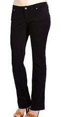 Black cotton blend straight leg jeans