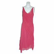 Fuchsia silk chevron frill dress