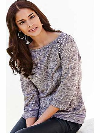 Pearl Trim Sweatshirt Style Top