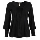 People Tree Pleat Front Poplin Top - Black