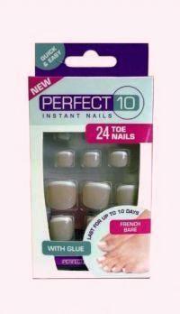 TOE NAIL FRENCH PINK PEDICURE 24 NAILS