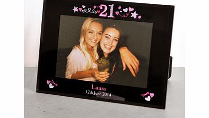 21st Birthday Black Glass 5x7 Frame