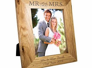 5 x 7 Mr  Mrs Oak Photo Frame