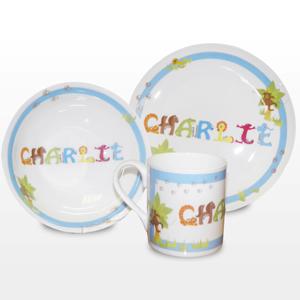 Personalised Animal Name Breakfast Set Blue