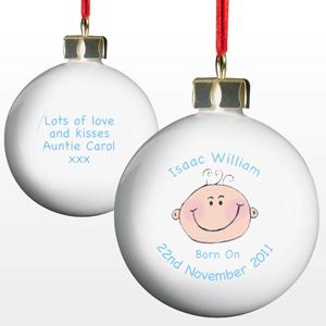 Personalised Baby Boy Keepsake Bauble