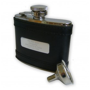 Black Leather Hip Flask with Gift Box