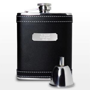 Black Leather Hipflask