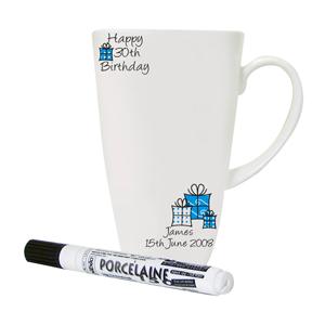 Personalised Blue Happy Birthday Message Mug