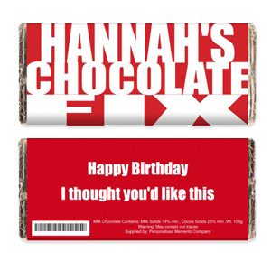 Personalised Chocolate Fix Milk Chocolate Bar