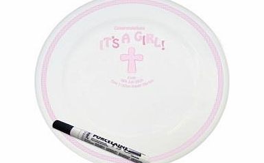 Cross Its a Girl Message Plate