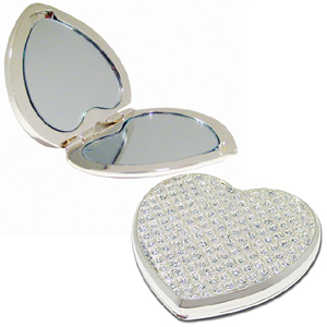 Diamante Heart Compact Mirror