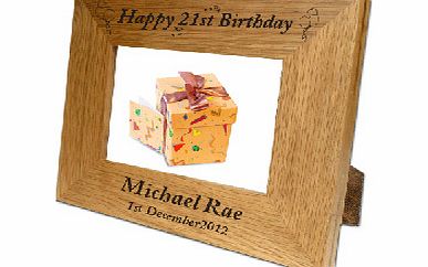 Personalised Engraved 21st Birthday 6 x 4 Oak