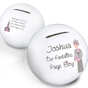 Personalised Fabulous Page Boy Moneybox