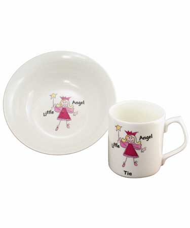 LITTLE ANGEL MUG AND BOWL SET.