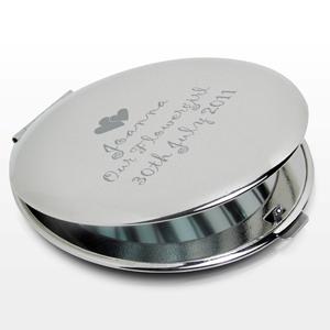 Personalised Hearts Round Compact Mirror