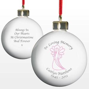 In Loving Memory Pink Angel Bauble