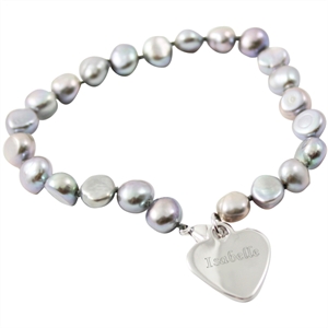 Name Bracelet - Grey Pearl