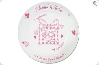 Ruby Anniversary Plate - Presents Design