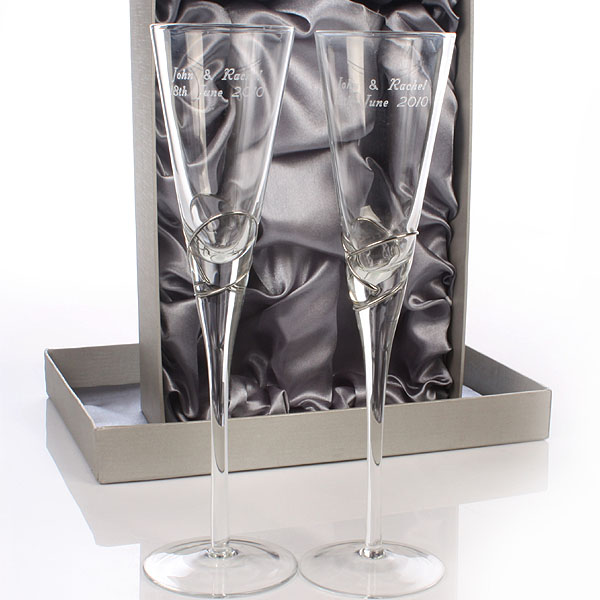 Silver Swirl Champagne Flutes