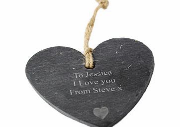 Slate Hanging Heart Heart Motif