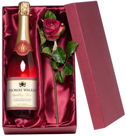 Sparkling Rose Wine with Silk Rose