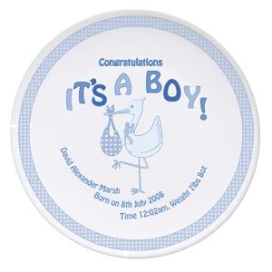 Stork Its a Boy Plate