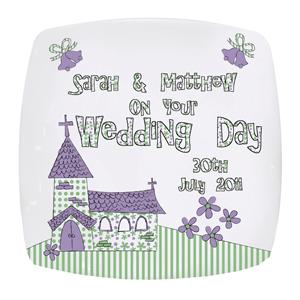 Whimsical Church Wedding Plate