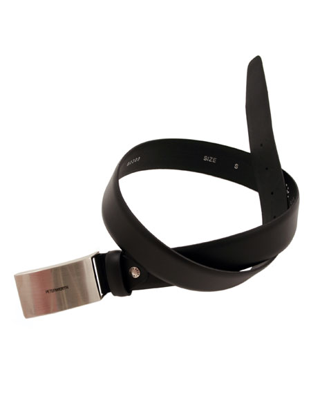 Peter Werth Black Logo Plate Belt