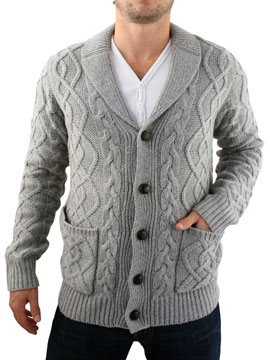 Grey Marl Shawl Collar Knit