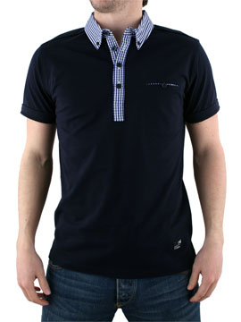 Navy Gingham Polo Shirt