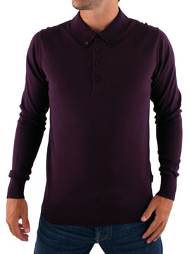 Plum Long Sleeved Polo Shirt