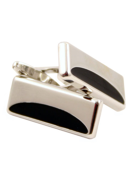 Silver/Black Crescent Moon Cufflinks