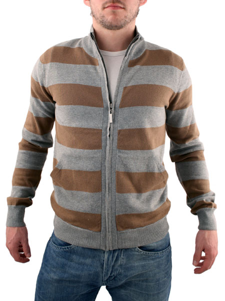 Taupe/Grey Stripe Zip