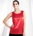Petite Scoop Neck Front Pleat Satin Blouse