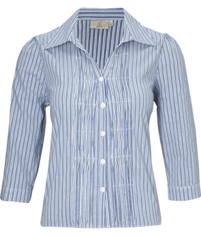 Petite Stripe Pleat Front Blouse