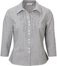 Petite Stripe Ruffle Cotton Blouse