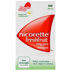 Nicorette Fresh Fruit 2mg Gum. 105 Pieces.