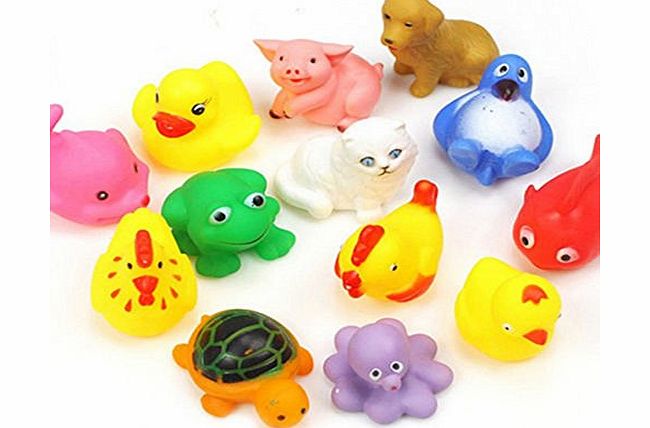 Phoenix B2C UK 13Pcs Cute Animals Play Water Children Kids Baby Soft Rubber Float Squeeze Wash Bath Pool Tub Sounding Toys