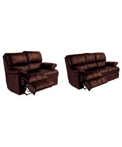 Large and Regular Recliner Sofa - Chocolate