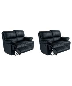 Recliner Regular and Regular Sofa - Black