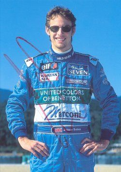 Photographs A signed Jenson Button Benetton 2001 Photograph (15cm x 21cm)