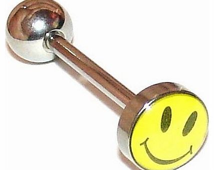 - Body Jewellery Tongue Bars - Smiley Face Logo Tongue Stud 14mm