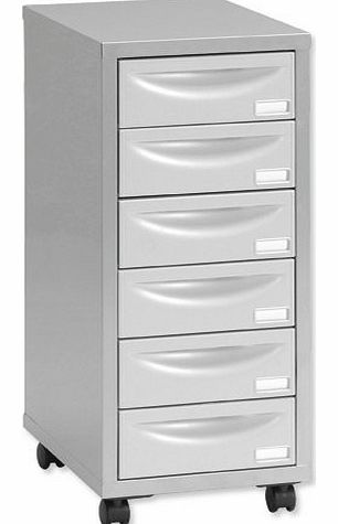 Pierre Henry 6 Multi Drawer Filing Cabinet - Silver/ Grey