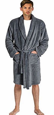 Pierre Roche Mens Pierre Roche Plain Dressing Gown 31B176 Grey L