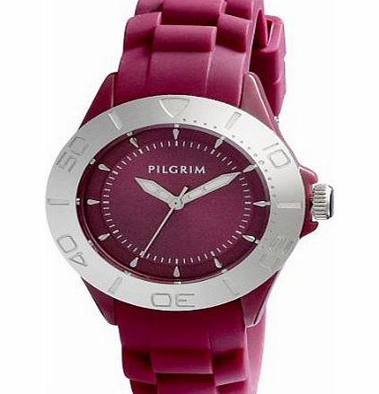 Pilgrim Womens Quartz Watch bourdeaux rem/ samme skive 701336304 with Rubber Strap