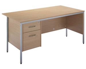 PILOT H-leg rectangular 2Drw pedestal desk